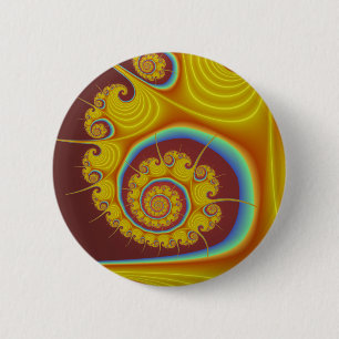 Badge Rond 5 Cm Fractale jaune de spirale de coquillage
