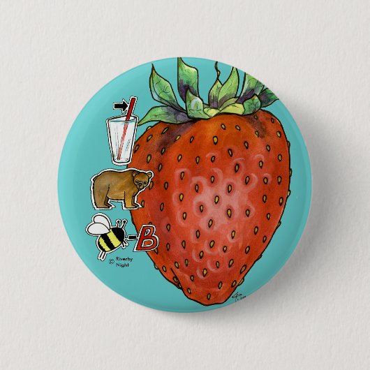 Badge Rond 5 Cm Fraise (Devant)
