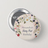 Badge Rond 5 Cm Fraise Berry 1ère fête d'anniversaire (Devant & derrière)