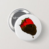 Badge Rond 5 Cm Fraise Chocolat-Couverte (Devant & derrière)