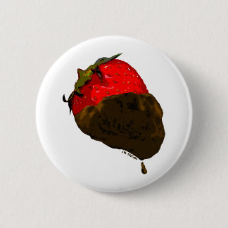 Badge Rond 5 Cm Fraise Chocolat-Couverte