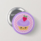 Badge Rond 5 Cm Fraise de petit gâteau de Kawaii (Devant & derrière)