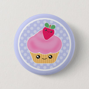 Badge Rond 5 Cm Fraise de petit gâteau de Kawaii