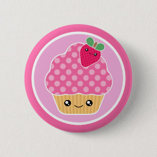 Badge Rond 5 Cm Fraise de petit gâteau de Kawaii