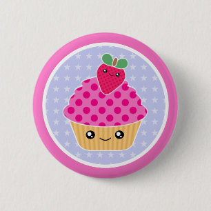 Badge Rond 5 Cm Fraise de petit gâteau de Kawaii