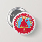 Badge Rond 5 Cm Fraise Fête d'anniversaire fille (Devant & derrière)