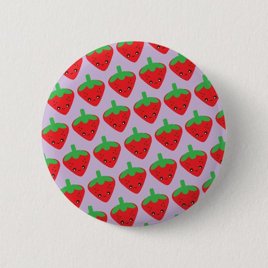 Badge Rond 5 Cm Fraise Kawaii (Devant)