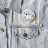 Badge Rond 5 Cm Fraise la licorne (En situation)