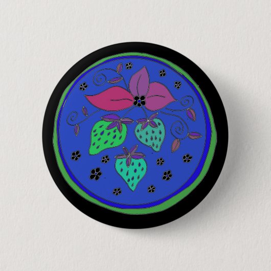 Badge Rond 5 Cm Fraises bleues (Devant)