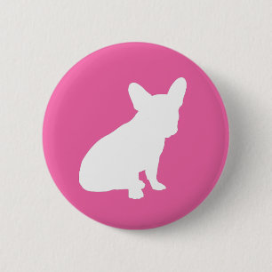 Badge Rond 5 Cm Français Baby shower Buldog Français Rose