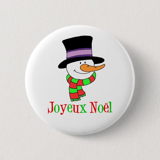 Badge Rond 5 Cm Français Noël Snowman Joyeux Noel (Devant)
