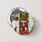 Badge Rond 5 Cm Français Springer Spaniel Chien Noël (Devant & derrière)