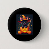 Badge Rond 5 Cm Française Bulldog sorcière Citrouille Halloween Ho (Devant)