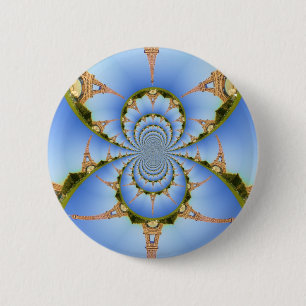 Badge Rond 5 Cm France Paris Tour Eiffel Kaleidoscope Bleu Beau