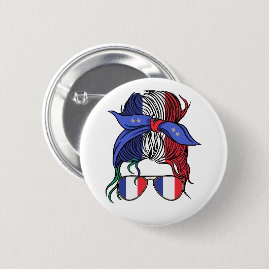 Badge Rond 5 Cm France pimentée avec le drapeau français (Devant & derrière)