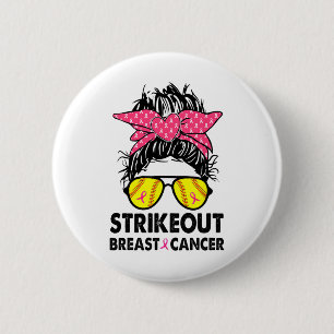 Badge Rond 5 Cm Frapper le cancer du sein Sensibilisation Messy Bu