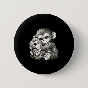 Badge Rond 5 Cm Frapper un singe avec un ours en peluche mème câli