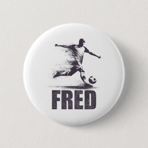 Badge Rond 5 Cm Fred Football Garçons Personnalisé Prénom Fred