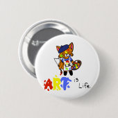 Badge Rond 5 Cm Fred l'artiste Fox (Devant & derrière)