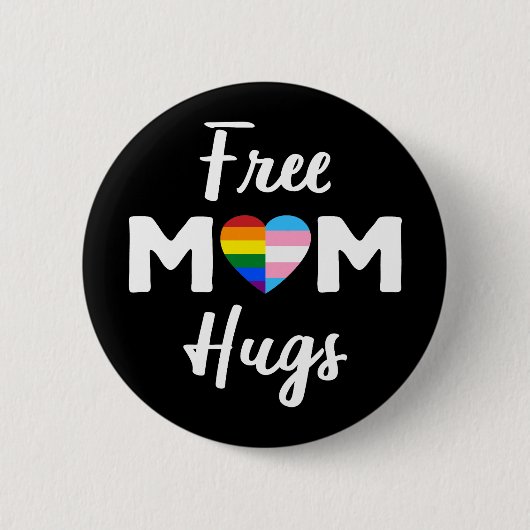 Badge Rond 5 Cm Free Mom Hugs II - Rainbow Gay Trans Pride (Devant)