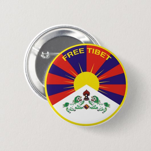 Badge Rond 5 Cm Free Tibet (Devant & derrière)
