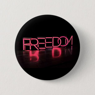 Badge Rond 5 Cm FREEDOM America Red Neon USA