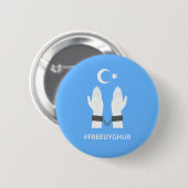 BADGE ROND 5 CM #FREEUYGHUR (Devant & derrière)