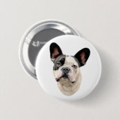 Badge Rond 5 Cm French Buldog BW Bust (Devant & derrière)