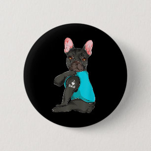 Badge Rond 5 Cm French Bulldog I Love Papa Tattoo Apparel, Chien P