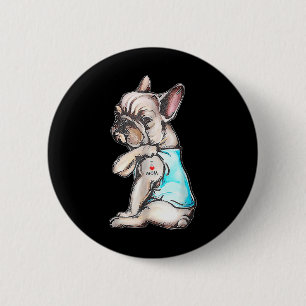Badge Rond 5 Cm French Bulldog Tattoo I Love Mom Funny Chien Mothe