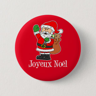 Badge Rond 5 Cm French Christmas Père Noël Joyeux Noel Bouton ro