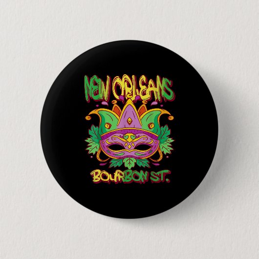 Badge Rond 5 Cm French New Orleans Mardi Gras Bourbon Street Souve (Devant)