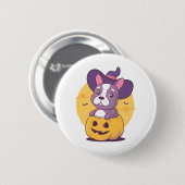 Badge Rond 5 Cm Frenchie Halloween (Devant & derrière)