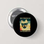 Badge Rond 5 Cm Frenchie Papa Design Hommes Père Français Bulldog (Devant & derrière)