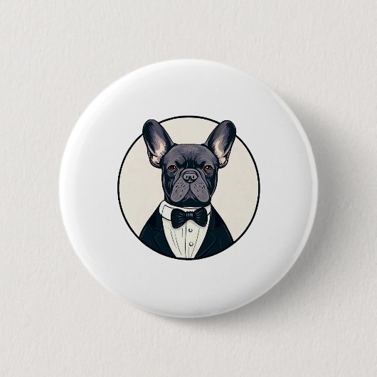 Badge Rond 5 Cm Frenchie The Gentlemen (Devant)