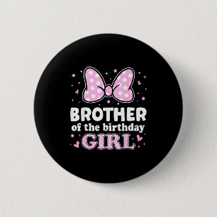 Badge Rond 5 Cm Frère de la fille d'anniversaire mignon noeud rose