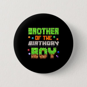 Badge Rond 5 Cm Frère du garçon de la fête d'anniversaire Pixel Ga