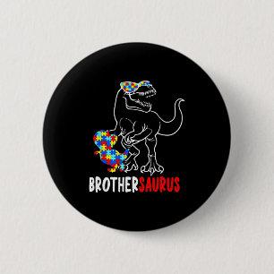 Badge Rond 5 Cm Frèresaurus T Rex Dinosaure Autisme Sensibilisatio