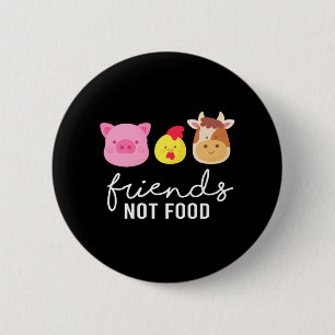 Badge Rond 5 Cm Friends Not Food Vegan Veganism Animal Rights Don
