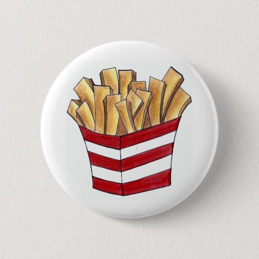 Badge Rond 5 Cm Fries frites Pommes de terre frites Alimentation r (Devant)