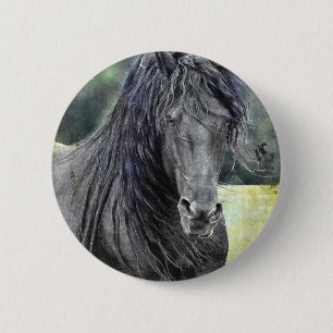 Badge Rond 5 Cm Friesian Stallion