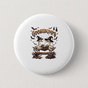 Badge Rond 5 Cm Frissons d'Halloween Oies Chapeaux de Sorcière Liv