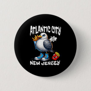 Badge Rond 5 Cm Frites de la mouette de l'Atlantic City New Jersey