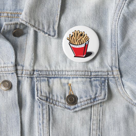 Badge Rond 5 Cm frites rétro design (En situation)