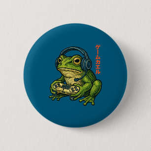 Badge Rond 5 Cm Frog Art Japonais pour Hommes Femmes Garçons Drôle