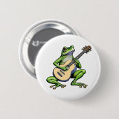 Badge Rond 5 Cm Frog drôle Jouer de la guitare (Devant & derrière)
