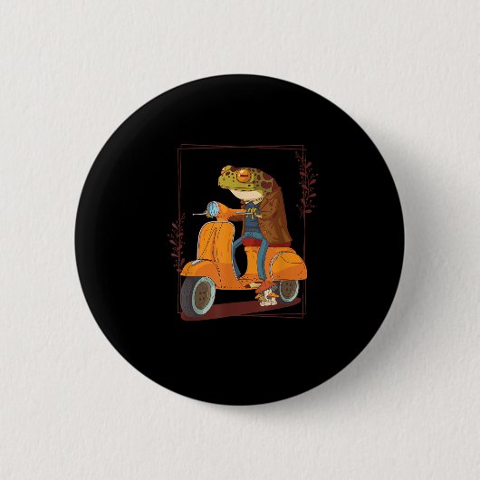 Badge Rond 5 Cm Frog Scooter Mushroom Goblincore Academia (Devant)