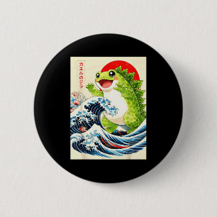 Badge Rond 5 Cm Frogzilla Grenouille Art Japonais Drôle D'Anime Po