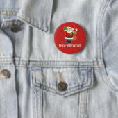 Badge Rond 5 Cm Frohe Weihnachten Allemagne Noël Père Noël (En situation)