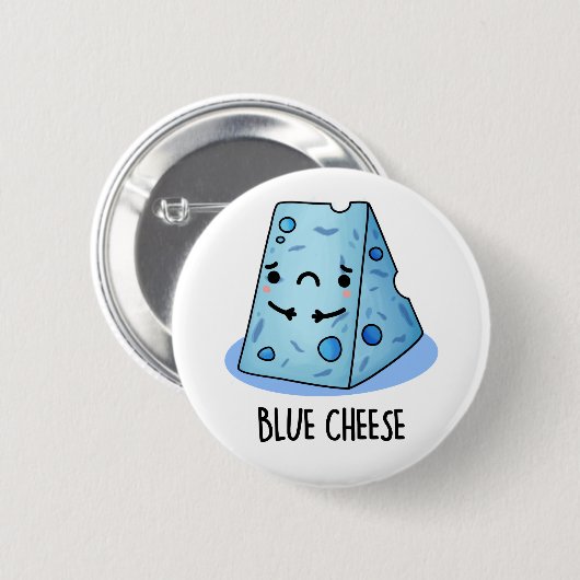 Badge Rond 5 Cm Fromage Bleu Drôle Pun Triste (Devant & derrière)